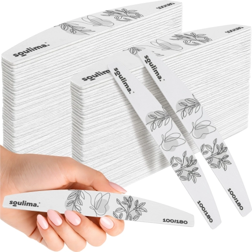 Pilník na nehty slim – lodička 100/180 Soulima zebra, 100 ks