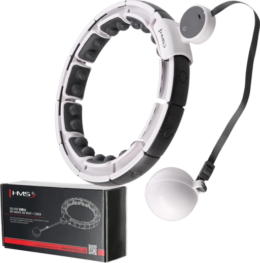 Masážní hula hoop se závažím, magnety a počítadlem HMS HHM16 bílá