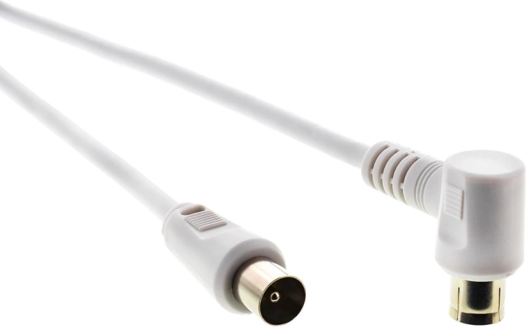 SENCOR anténní koaxiální kabel vidlice–zásuvka 90° 10 m bílý