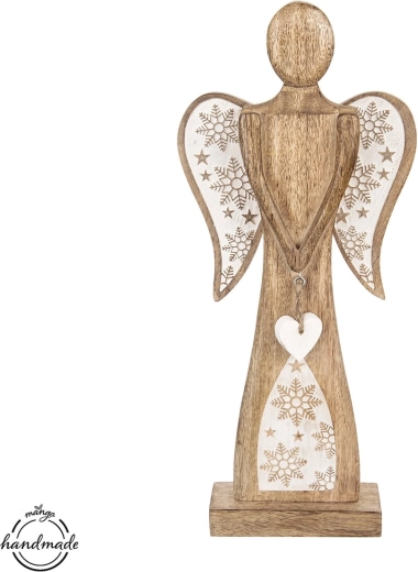 Dřevěná dekorace anděl z mangového dřeva 45,5 cm