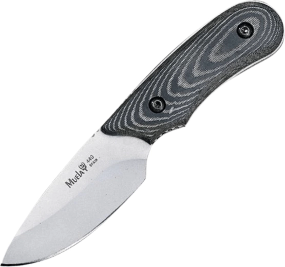 Muela Ibex 8M malý lovecký nůž 8 cm, černo-šedá Micarta, kožené pouzdro