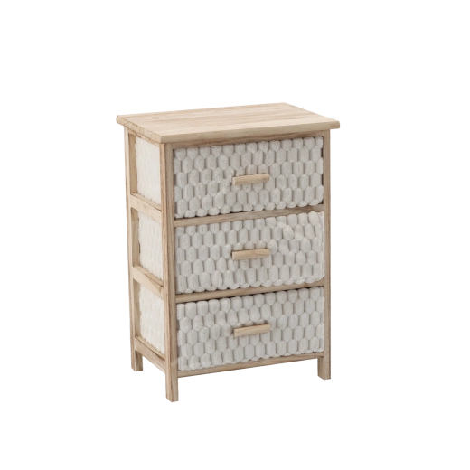 Komoda s 3 textilními zásuvkami 40 × 29 × 58 cm