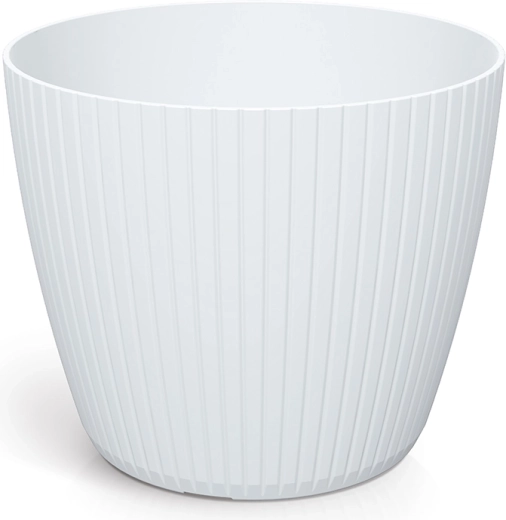 Plastový květináč Lamia 15,8 cm – bílý, žebrovaný design