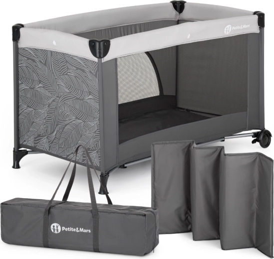 Petite&Mars cestovní postýlka Nyja urban jungle charcoal