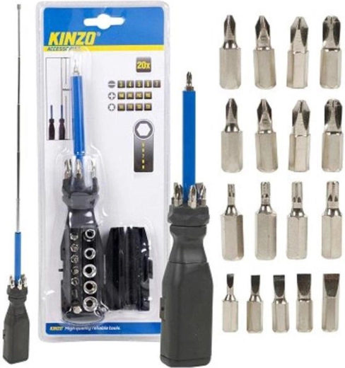 Šroubovák s bity KINZO, sada 20 ks