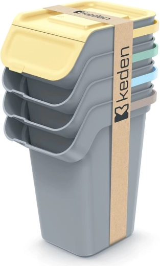 Sada stohovatelných košů na tříděný odpad 4×25 l se zápachovým filtrem