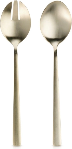 Zlaté nerezové servírovací lžíce na salát 25 cm, sada 2 ks