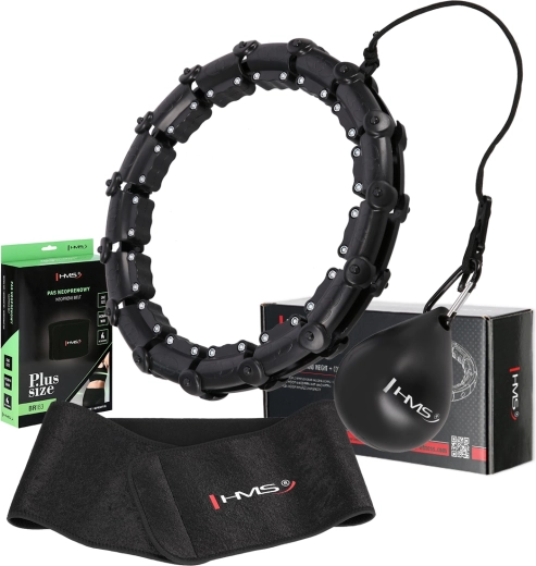 Sada masážní hula hoop se závažím HMS HHW11 a zeštíhlující bederní pás HMS BR163 Plus Size