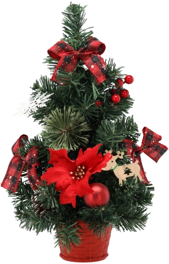 Umělá vánoční jedlička 40 cm v červeném květináči s poinsettiemi