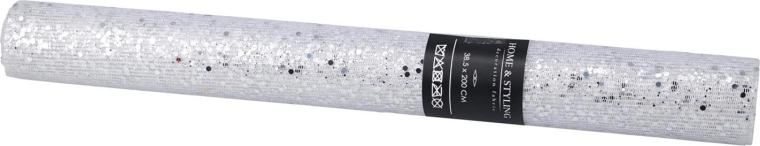 Dekorační síťovina s flitry stříbrná 38,5 × 200 cm