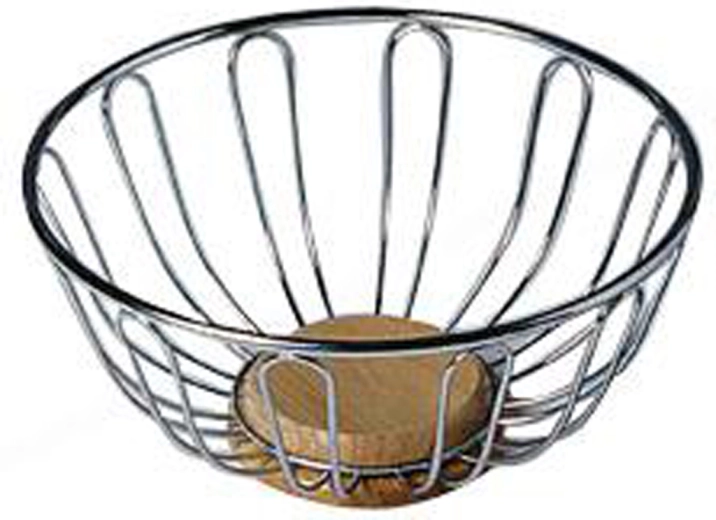 Drátěná mísa na ovoce s dřevěným dnem 23,7 × 11,5 cm