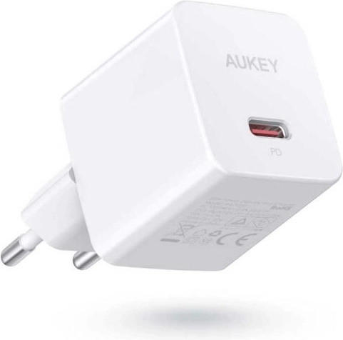 Aukey mini síťová nabíječka USB‑C 20 W s Power Delivery, bílá