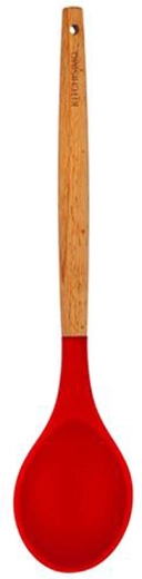 Servírovací lžíce Kitchisimo, červená, silikon a dřevo