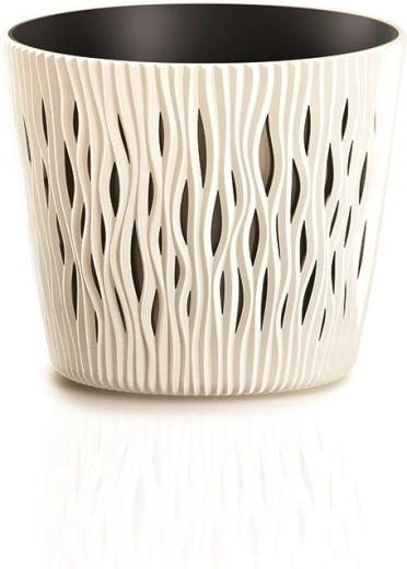 Květináč Sandy Round s vložkou 26,2 cm krémový