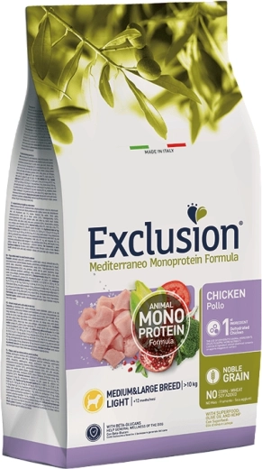 Exclusion Monoprotein Light kuřecí granule pro střední a velká plemena psů, 3 kg