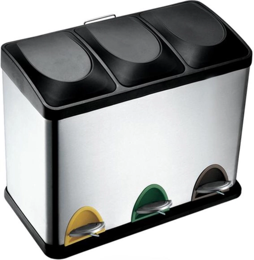 Nerezový koš na tříděný odpad 45 l
