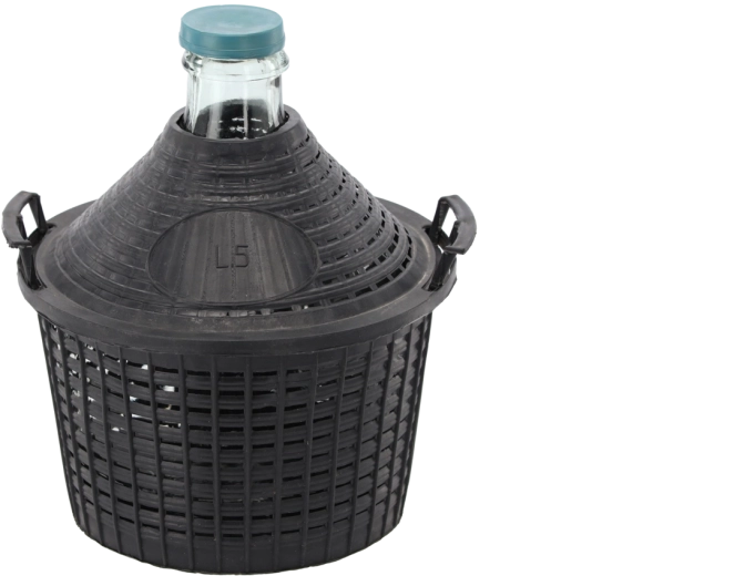 Skleněný demižon v koši 5 l