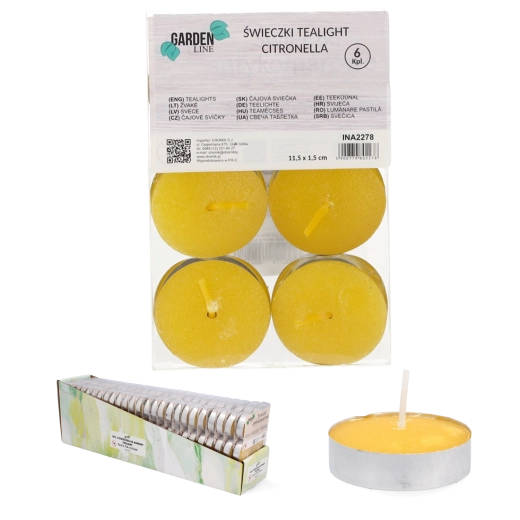 Sada 6 čajových svíček Citronella v kovovém kalíšku