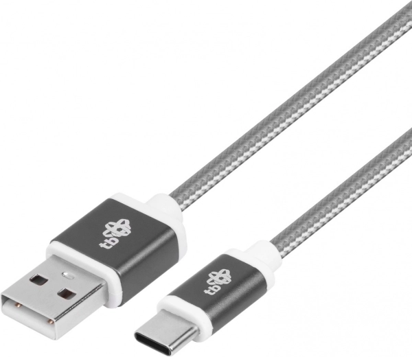 Pletený USB–USB‑C kabel 1,5 m, šedý