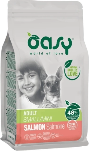 Oasy granule pro dospělé psy malých a mini plemen – losos 2,5 kg