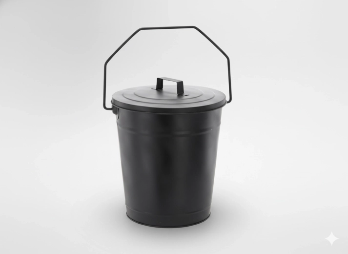 Kovové vědro na popel s víkem 21/27 cm, výška 36 cm