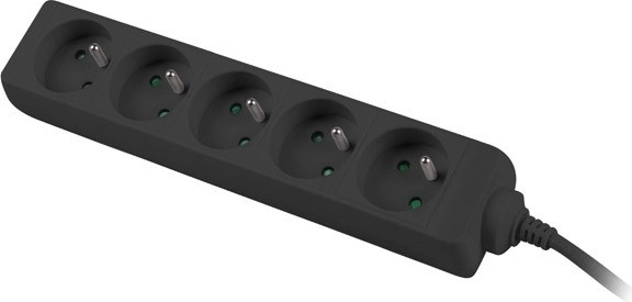 prodlužovací přepěťová lišta pro UPS, 1 m, 5 zásuvek, černá
