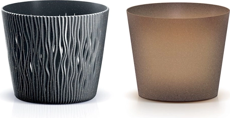 Květináč Sandy Round Eco Wood 22,5 cm, antracit