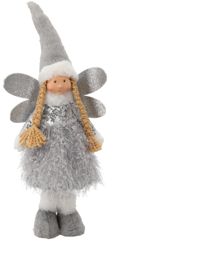 Vánoční anděl 45 cm šedý