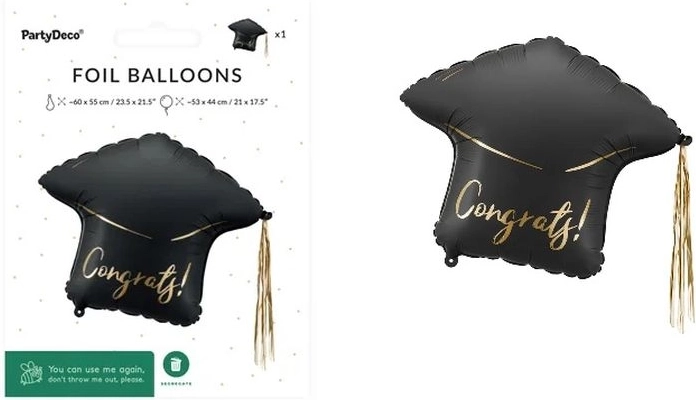 Fóliový balónek ve tvaru promoční čepice Congrats!