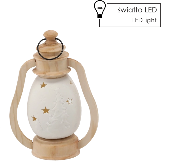 Vánoční keramický lampion s LED osvětlením 14,2 × 9 × 20 cm