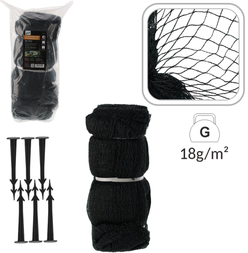 Ochranná síť proti ptákům 10 × 15 m s 20 plastovými kolíky