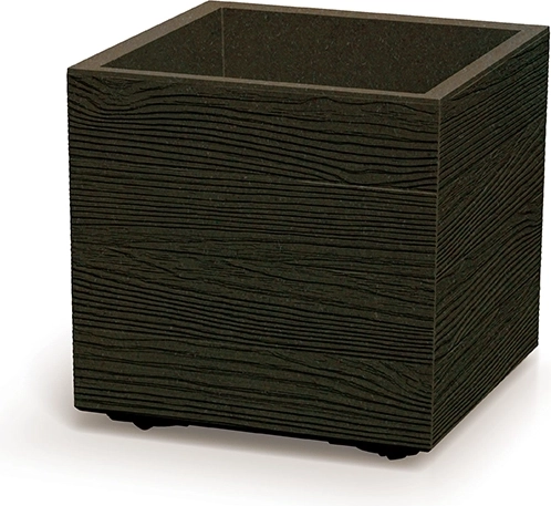 Plastový květináč Madera Square Eco Wood 38,5 × 38,5 × 37 cm, kávový