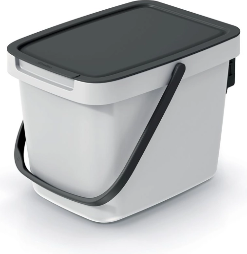 Odpadkový koš Systema Q Collect 6 l popelavý s černým víkem