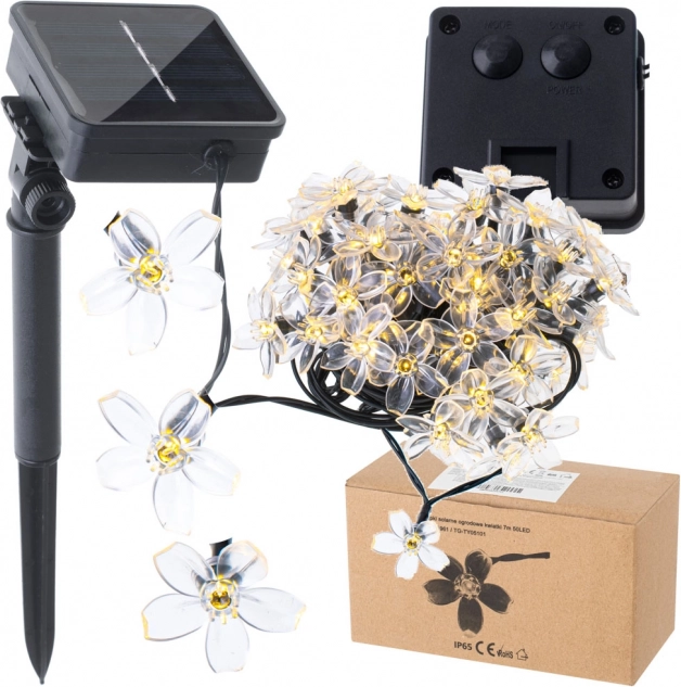 Solární zahradní světla ve tvaru květin 7m 50 LED teplá bílá