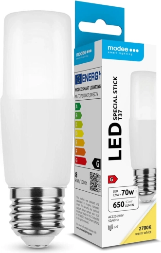 LED žárovka Modee Lighting Stick T37 7,9 W E27, teplá bílá, 650 lm