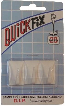 Samolepicí plastové háčky, obdélníkové, bílé (3 ks)