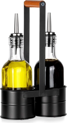 Sada skleněných lahví na olej a ocet ve stojanu 2×150 ml