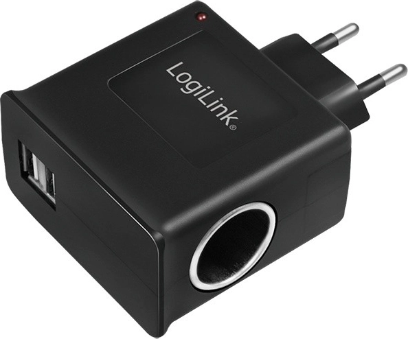 Síťový adaptér LOGILINK s USB a zásuvkou do autozapalovače 12 V