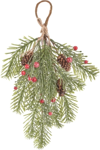 Závěsná dekorativní větvička s bobulemi 37 cm