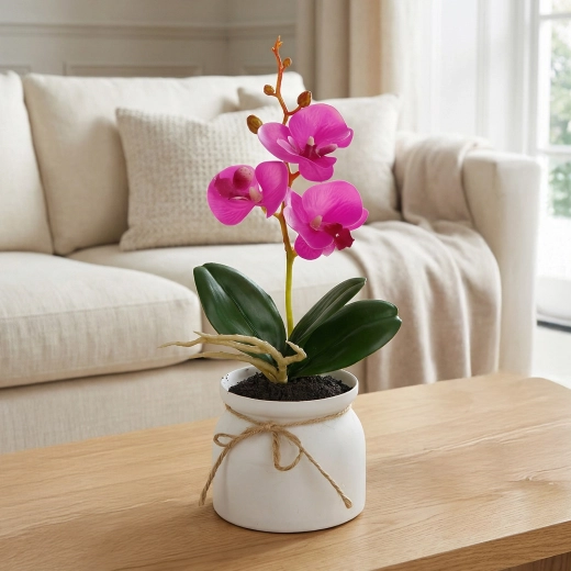 Umělá dekorativní orchidej v květináči - 1 kus