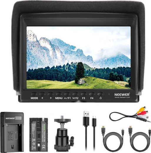 Neewer F100 přenosný monitor s USB nabíječkou a baterií NP-F550