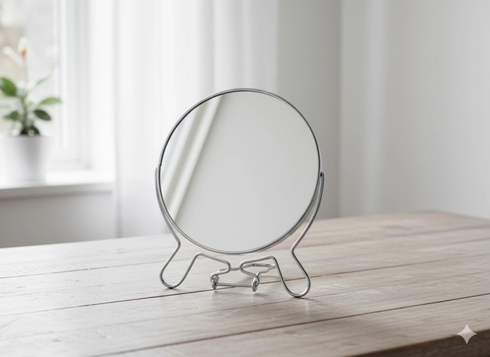 Kosmetické zrcátko na líčení, černé, kompaktní