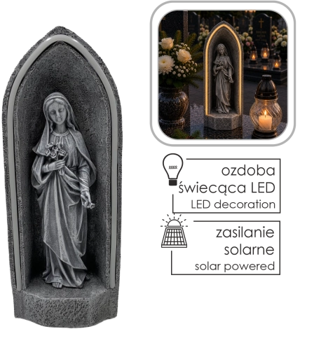 Solární figura Panny Marie v kapličce s LED osvětlením