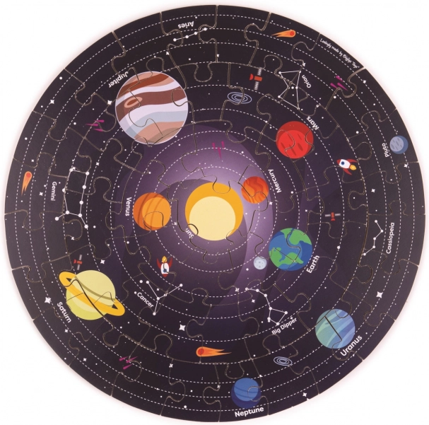 Kulaté podlahové puzzle Sluneční soustava 50 dílků