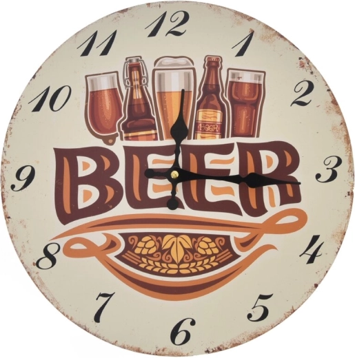 Nástěnné dřevěné hodiny Beer béžové 34 cm