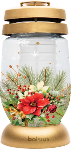 Hřbitovní lucerna Bolsius s motivem červeného květu 22 cm - 1 kus