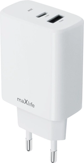 Síťová rychlonabíječka MAXLIFE 20 W s USB‑C a USB-A