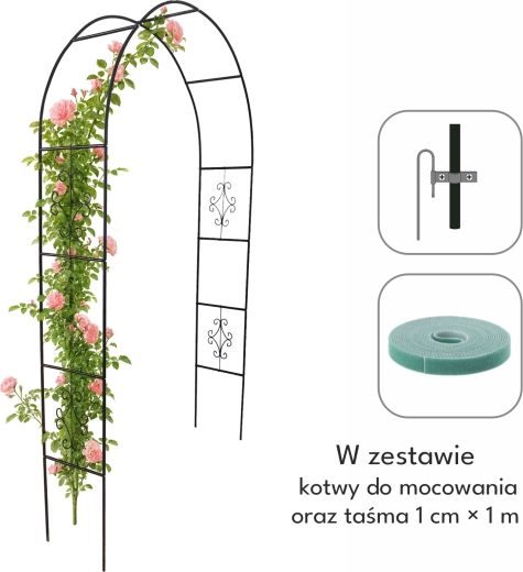 Zahradní pergola s dekoracemi 140 × 38 × 240 cm s kotvami