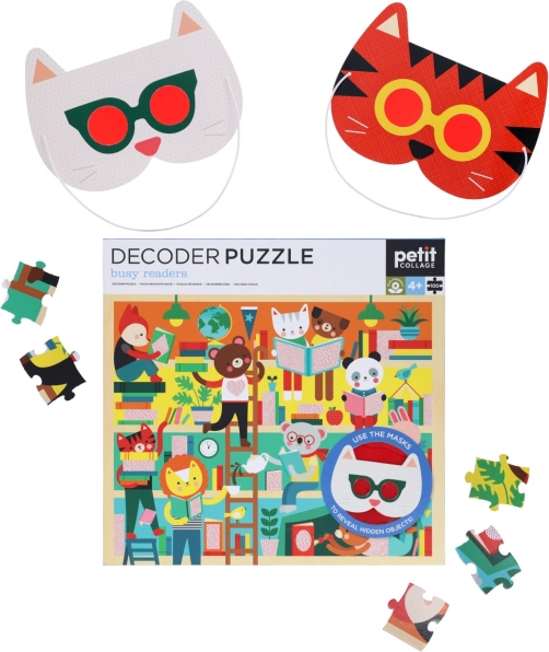 Petit Collage puzzle knihovna s 3D brýlemi