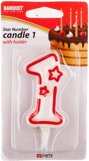 Narozeninová svíčka číslo 1 s plastovým hrotem